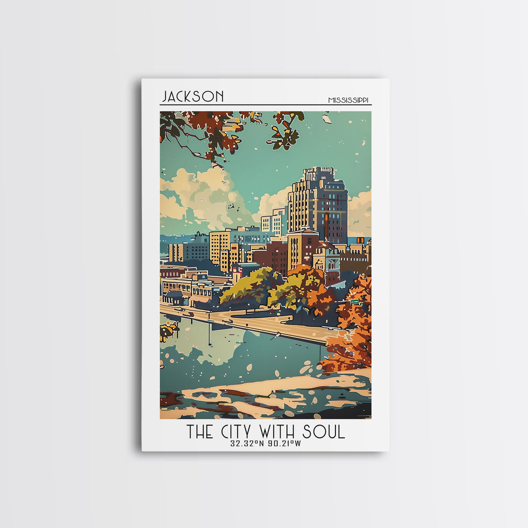 Jackson Travel Poster, Canvas Print, Travel Prints, Landscape Art, Poster Art, City Illustration, Vintage Travel Art, Vintage Poster