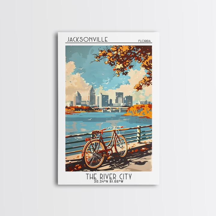 Jacksonville Travel Poster, Canvas Print, City Art Print, Travel Wall Art, City Travel Poster, Vintage Travel Art, City Illustration