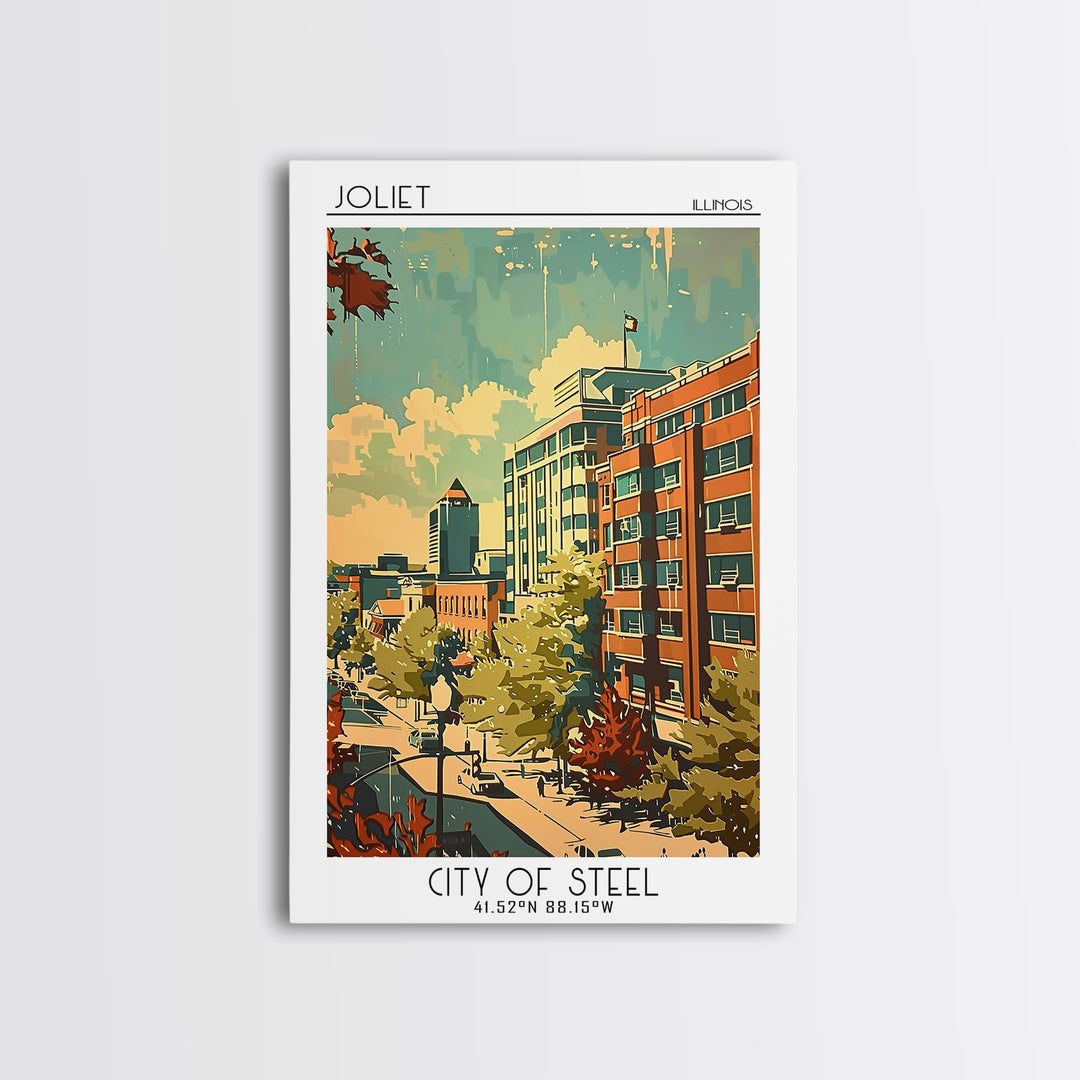 Joliet Travel Poster, Framed Canvas Print, City Travel Poster, Vintage City Poster, Travel Art Print, Vintage Travel Art, Poster Art