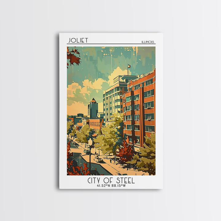 Joliet Travel Poster, Framed Canvas Print, City Travel Poster, Vintage City Poster, Travel Art Print, Vintage Travel Art, Poster Art