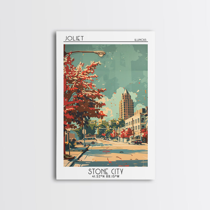 Joliet Illinois Travel Poster, Canvas Print, Poster Print, Travel Wall Art, Wanderlust Gift, Home Office Decor, Mid Century Wall Art