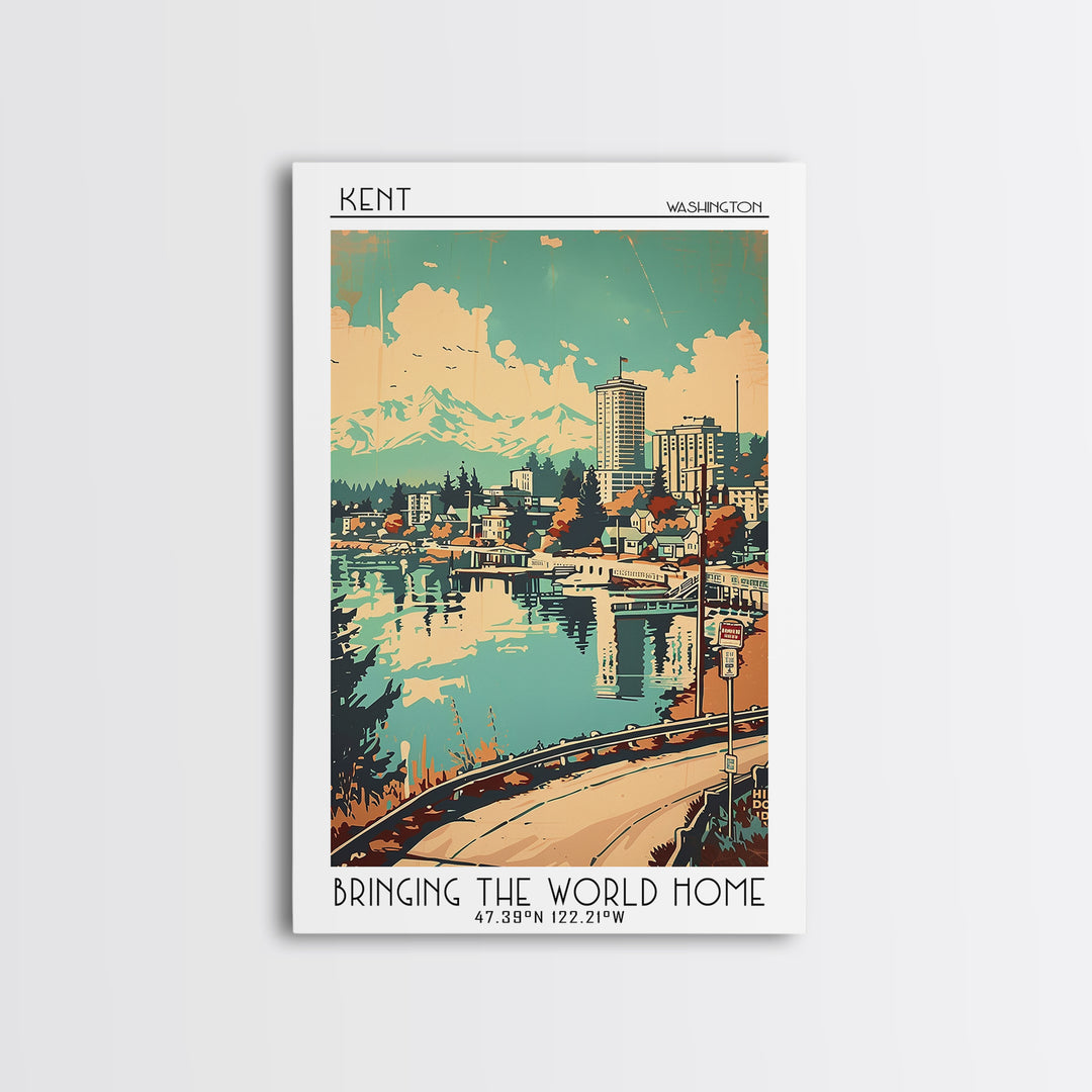 Kent Washington Travel Poster, Canvas Print, Retro Wall Art, Travel Print, Living Room Wall Art, Modern Wall Decor, Gallery Wall Set