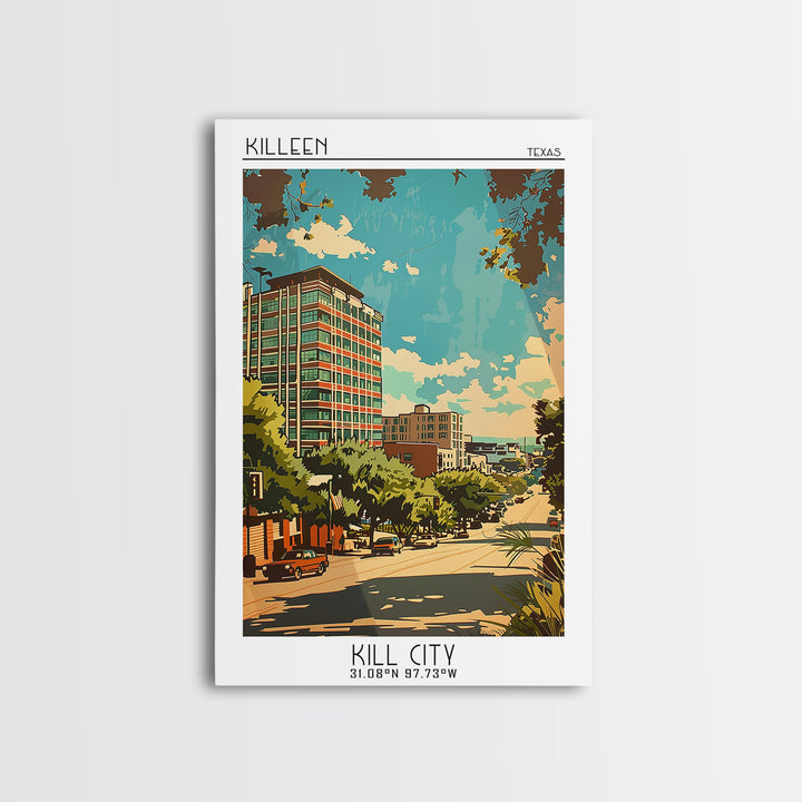 Killeen Travel Poster, Framed Canvas Print, Travel Art Print, Modern Wall Decor, Travel Wall Art, Home Office Decor, Wanderlust Gift