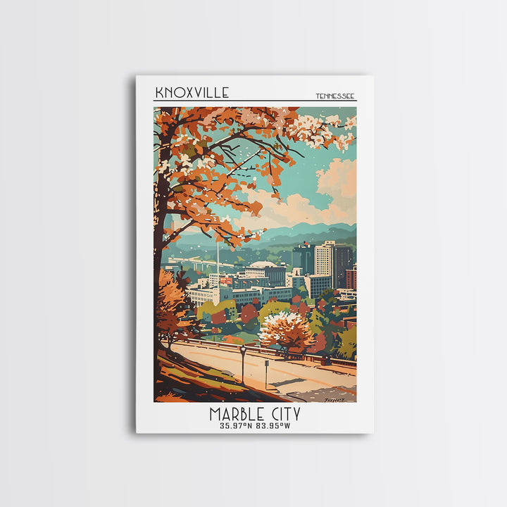 Knoxville Travel Poster, Framed Canvas Print, City Art Print, Travel Wall Art, Vintage Posters, Living Room Wall Art, Retro Wall Art