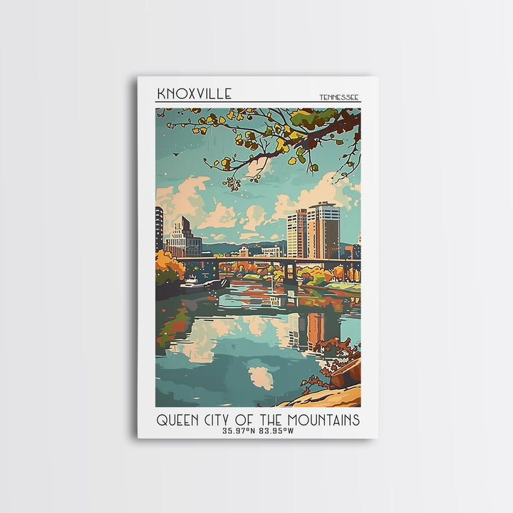 Knoxville Tennessee Travel Poster, Framed Canvas Print, City Travel Poster, Travel Wall Art, Travel Prints, Wall Art, Travel Posters