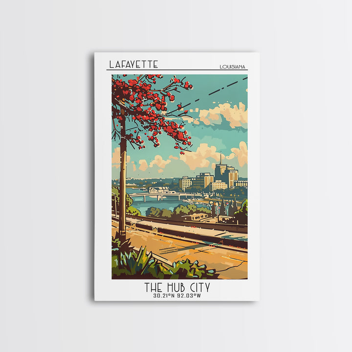 Lafayette Travel Poster, Framed Canvas Print, Travel Wall Art, City Wall Art, Retro Wall Art, Gallery Wall Set, Living Room Wall Art