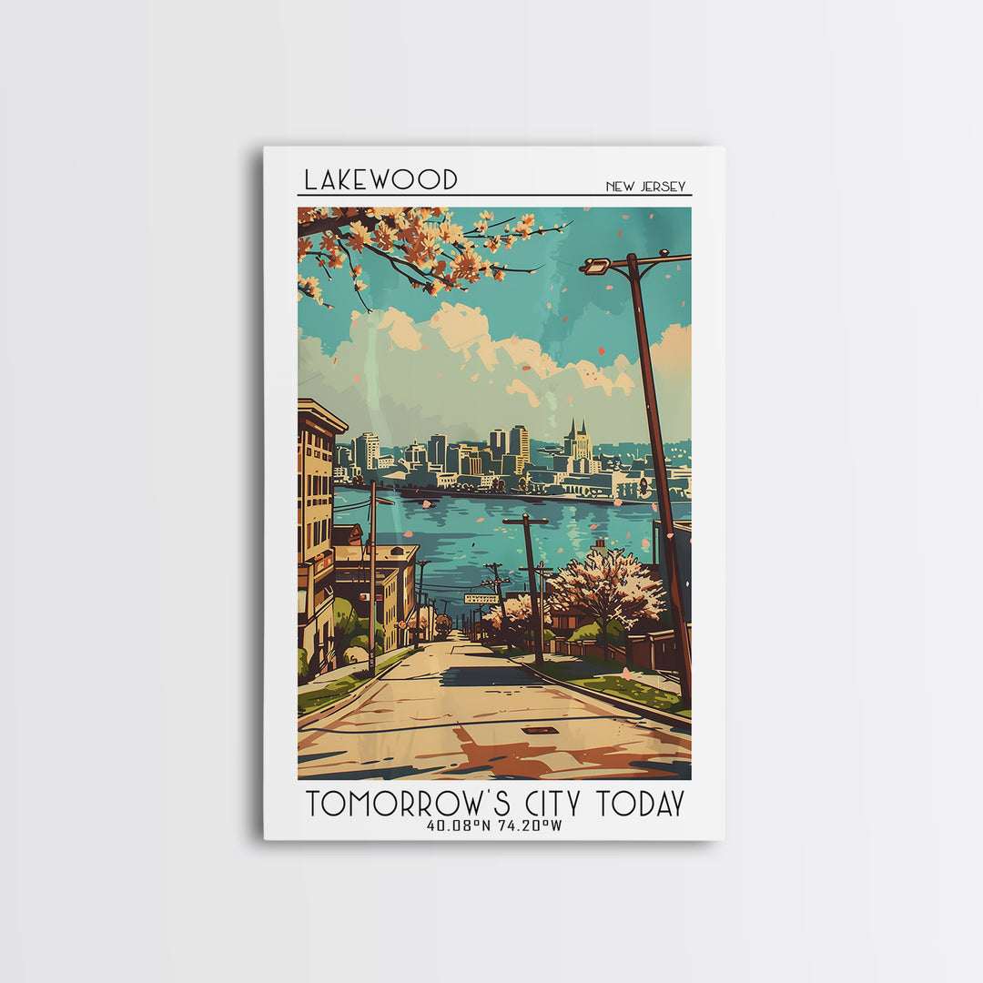 Lakewood New Jersey Travel Poster, Framed Canvas Print, City Travel Poster, Vintage City Poster, Fine Art Print, Retro Travel Poster