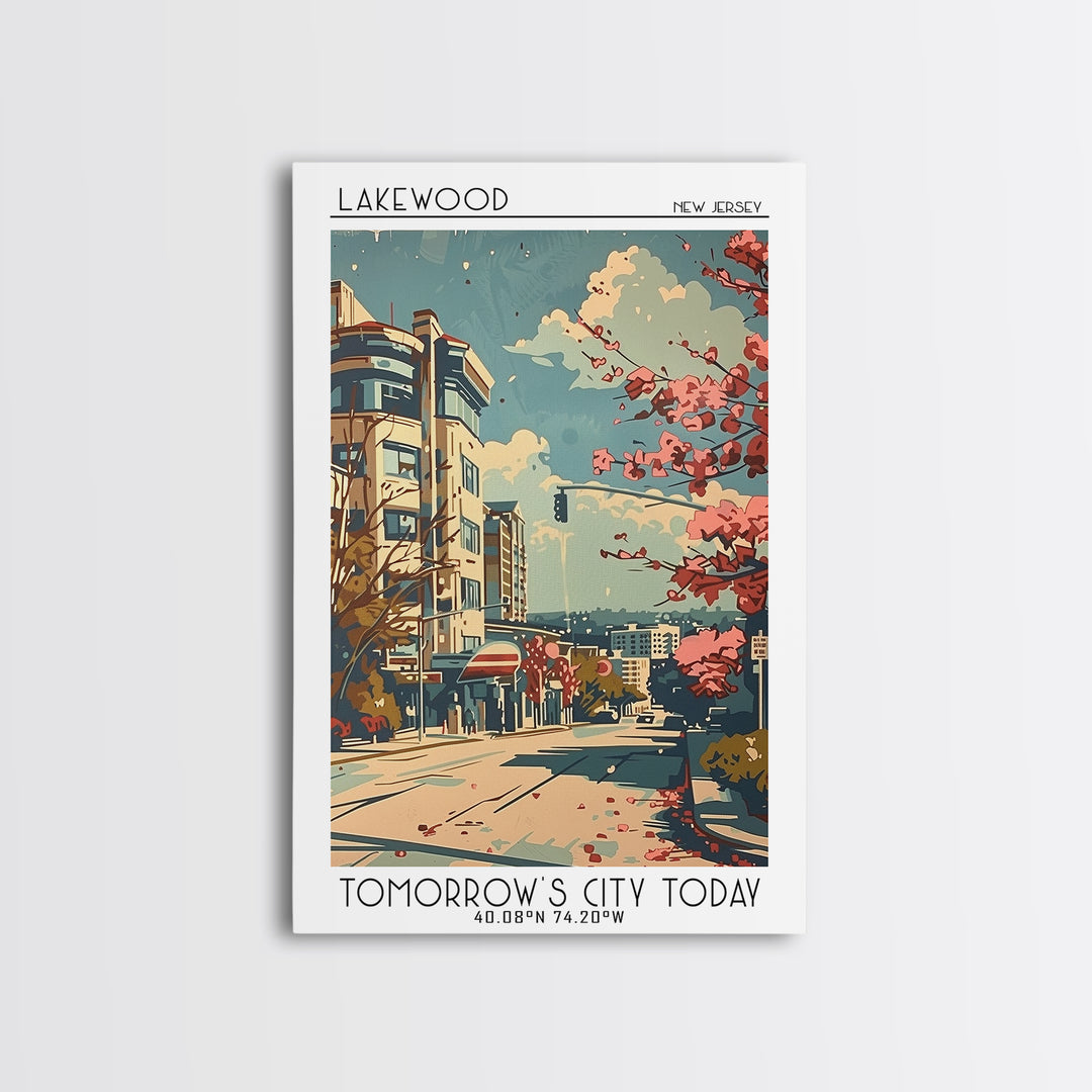 Lakewood New Jersey Travel Poster, Framed Canvas Print, Retro Wall Art, Travel Print, Vintage Travel Art, Poster Art, Fine Art Print
