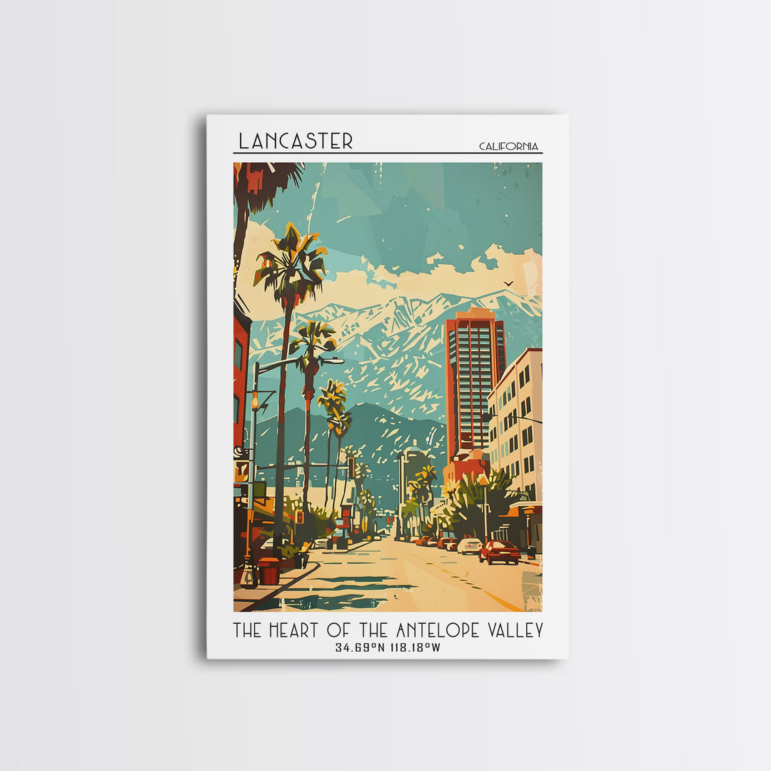 Lancaster California Travel Poster, Framed Canvas Print, Poster Print, Travel Wall Art, Travel Decor, Travel Print, Gallery Wall Set