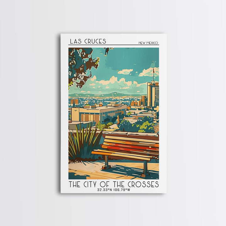 Las Cruces Travel Poster, Canvas Print, Retro Travel Poster, City Wall Art, Retro Travel Print, City Art Print, Watercolor Cityscape