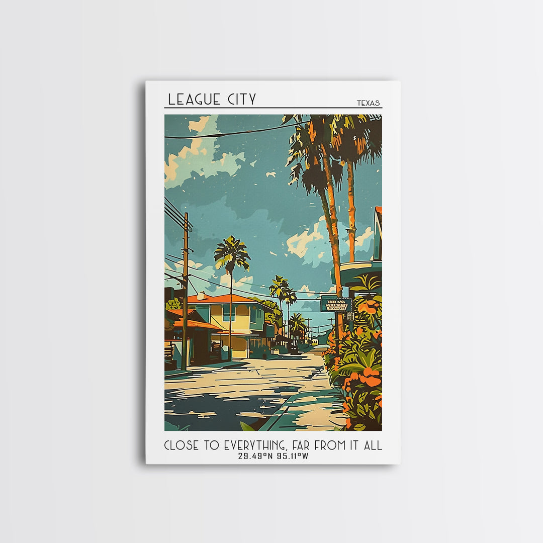 League City Texas Travel Poster, Canvas Print, Travel Wall Decor, Minimalist Poster, Gallery Wall Set, Travel Wall Art, Travel Decor
