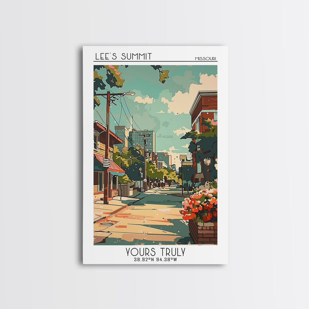 Lees Summit Missouri Travel Poster, Framed Canvas Print, City Travel Poster, Vintage City Poster, Landscape Art, Retro Travel Poster