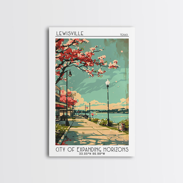 Lewisville Texas Travel Poster, Canvas Print, City Travel Poster, Vintage City Poster, Retro Wall Art, Vintage Poster, City Wall Art