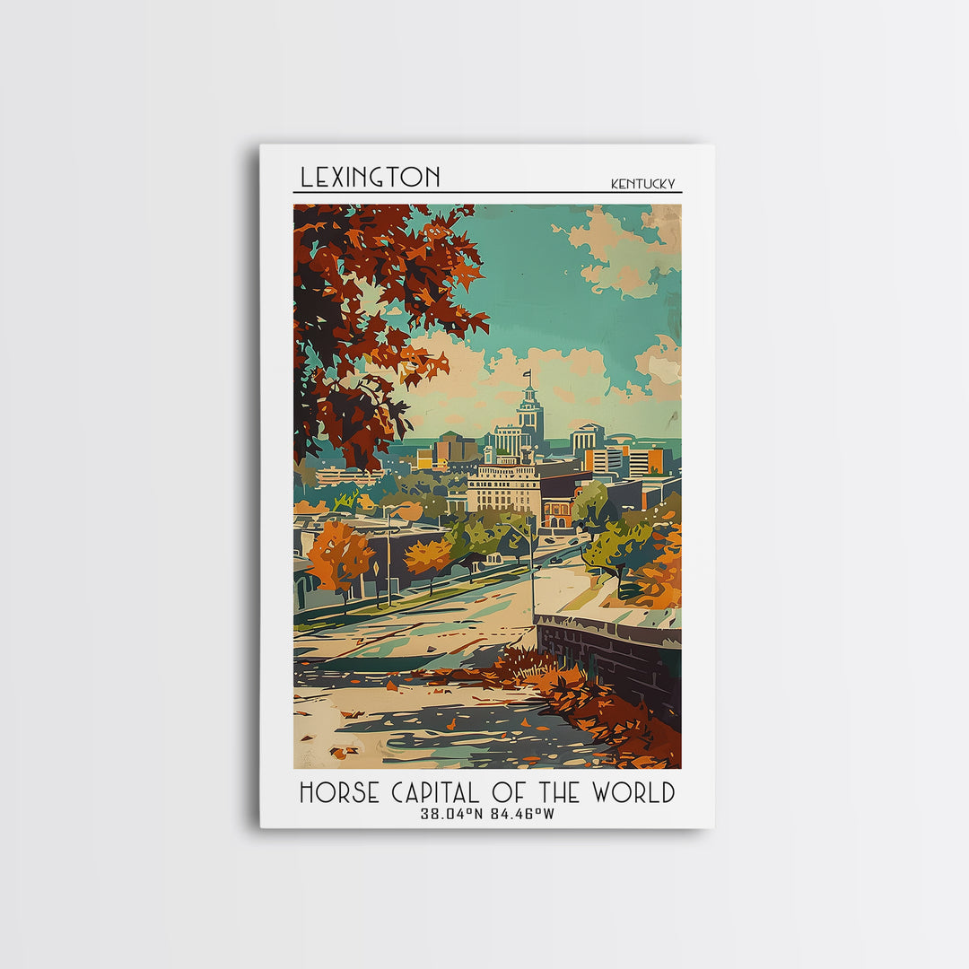 Lexington Travel Poster, Framed Canvas Print, Vintage Travel Print, City Wall Art, Minimalist Poster, Travel Posters, Fine Art Print