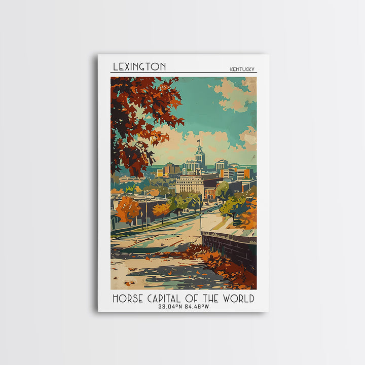 Lexington Travel Poster, Framed Canvas Print, Vintage Travel Print, City Wall Art, Minimalist Poster, Travel Posters, Fine Art Print