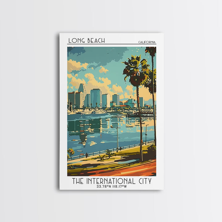 Long Beach California Travel Poster, Canvas Print, City Travel Poster, Vintage City Poster, City Wall Art, Art Print, Retro Wall Art