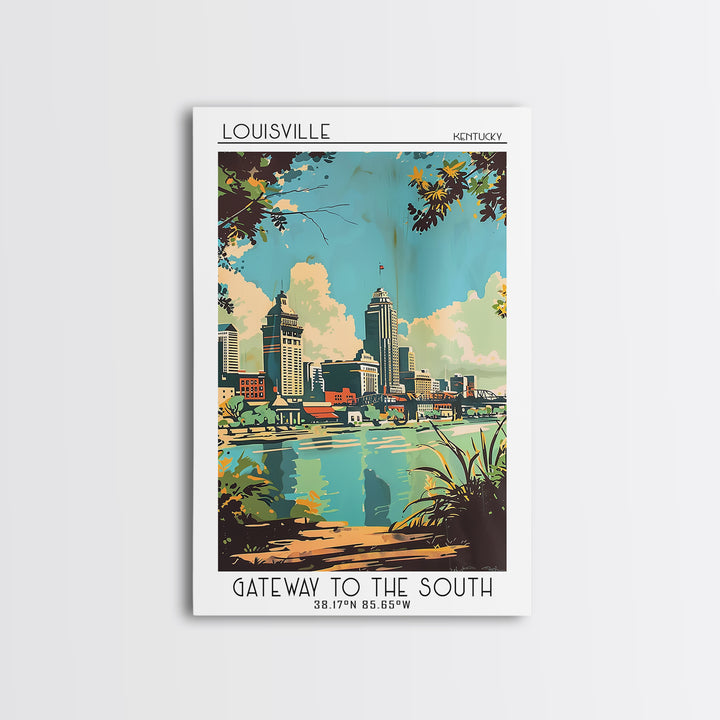 Louisville Travel Poster, Framed Canvas Print, Poster Print, Travel Wall Art, Travel Wall Decor, Poster Art, Wall Art, Landscape Art