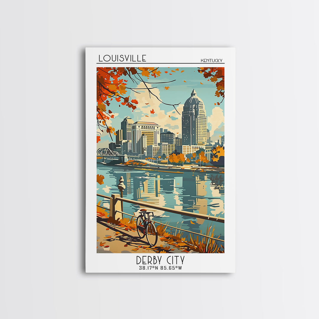 Louisville Kentucky Travel Poster, Framed Canvas Print, City Travel Poster, Travel Wall Decor, Living Room Wall Art, Wanderlust Gift