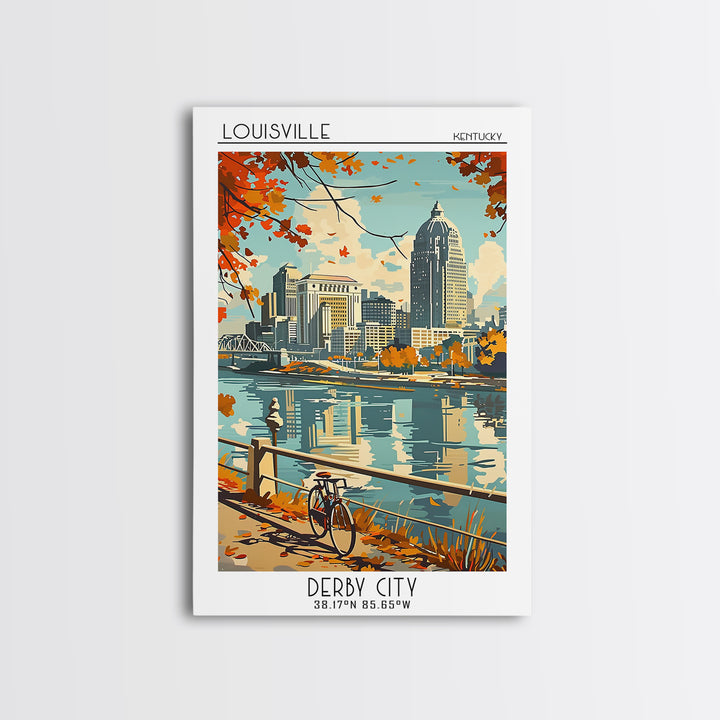 Louisville Kentucky Travel Poster, Framed Canvas Print, City Travel Poster, Travel Wall Decor, Living Room Wall Art, Wanderlust Gift