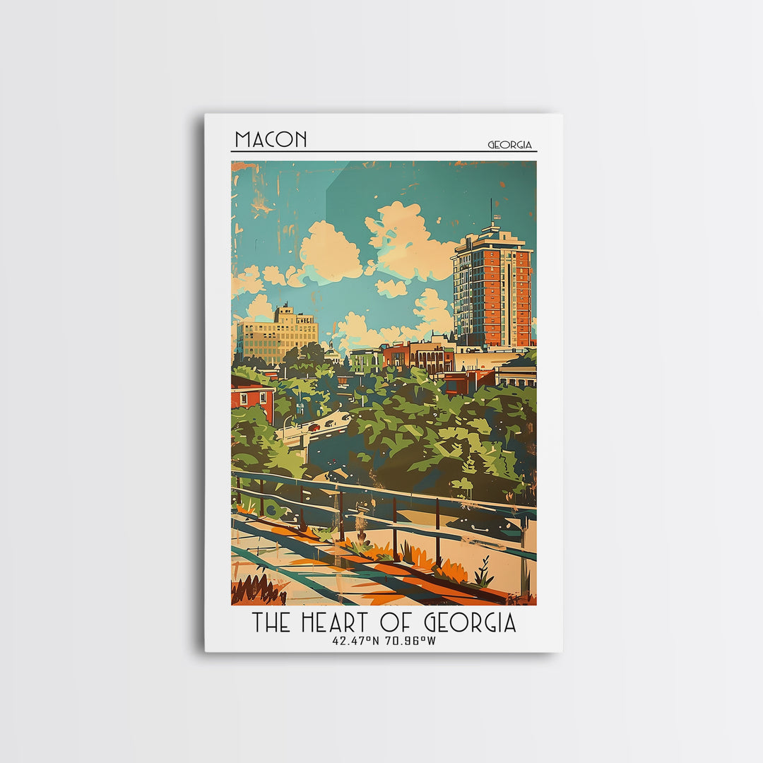 Macon Travel Poster, Canvas Print, Retro Travel Poster, City Wall Art, Gallery Wall Set, Travel Print, Travel Decor, Travel Wall Art