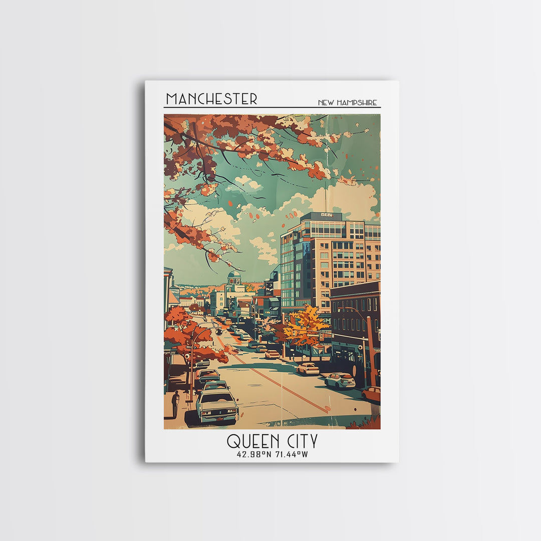Manchester Travel Poster, Framed Canvas Print, City Travel Poster, Travel Wall Art, Landscape Art, City Wall Art, Vintage Travel Art