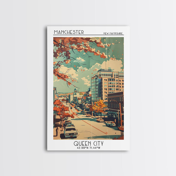 Manchester Travel Poster, Framed Canvas Print, City Travel Poster, Travel Wall Art, Landscape Art, City Wall Art, Vintage Travel Art