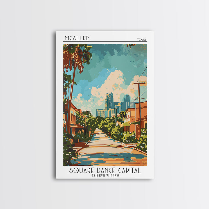 McAllen Travel Poster, Framed Canvas Print, City Travel Poster, Travel Wall Decor, Travel Posters, Retro Travel Poster, Poster Print