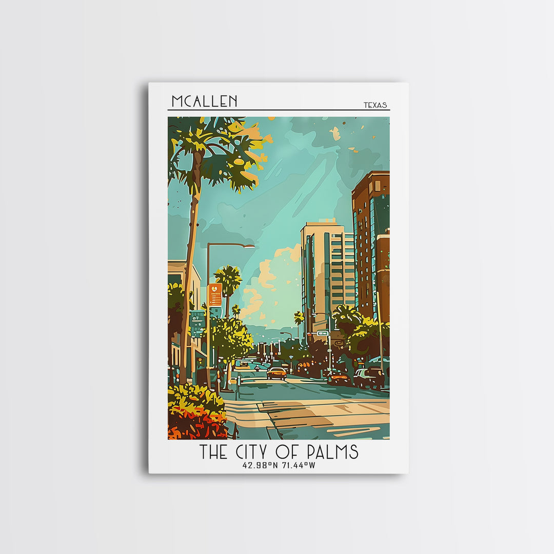 McAllen Texas Travel Poster, Framed Canvas Print, Poster Print, Travel Wall Art, Vintage Posters, Retro Wall Art, Vintage Travel Art