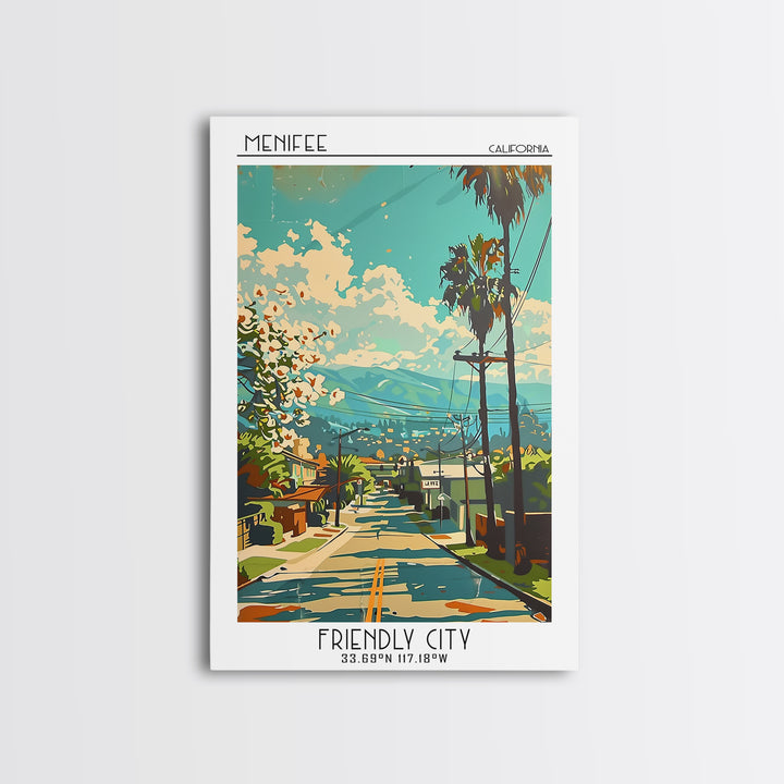 Menifee Travel Poster, Canvas Print, Travel Prints, Landscape Art, Travel Print, Retro Travel Poster, Poster Print, Gallery Wall Set