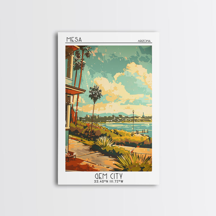 Mesa Arizona Travel Poster, Canvas Print, City Travel Poster, Travel Wall Decor, Watercolor Cityscape, City Wall Art, City Art Print