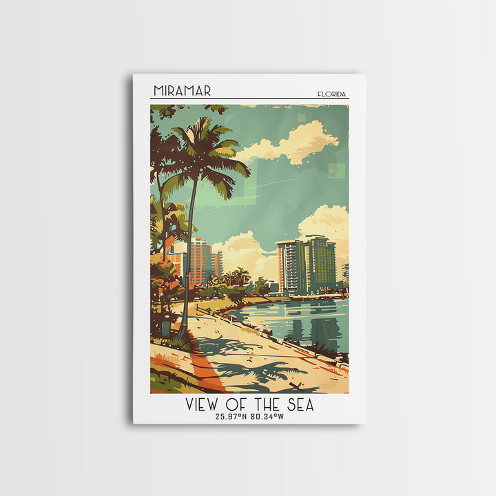 Miramar Travel Poster, Framed Canvas Print, City Travel Poster, Travel Wall Art, Travel Art Print, Vintage Travel Art, Travel Prints
