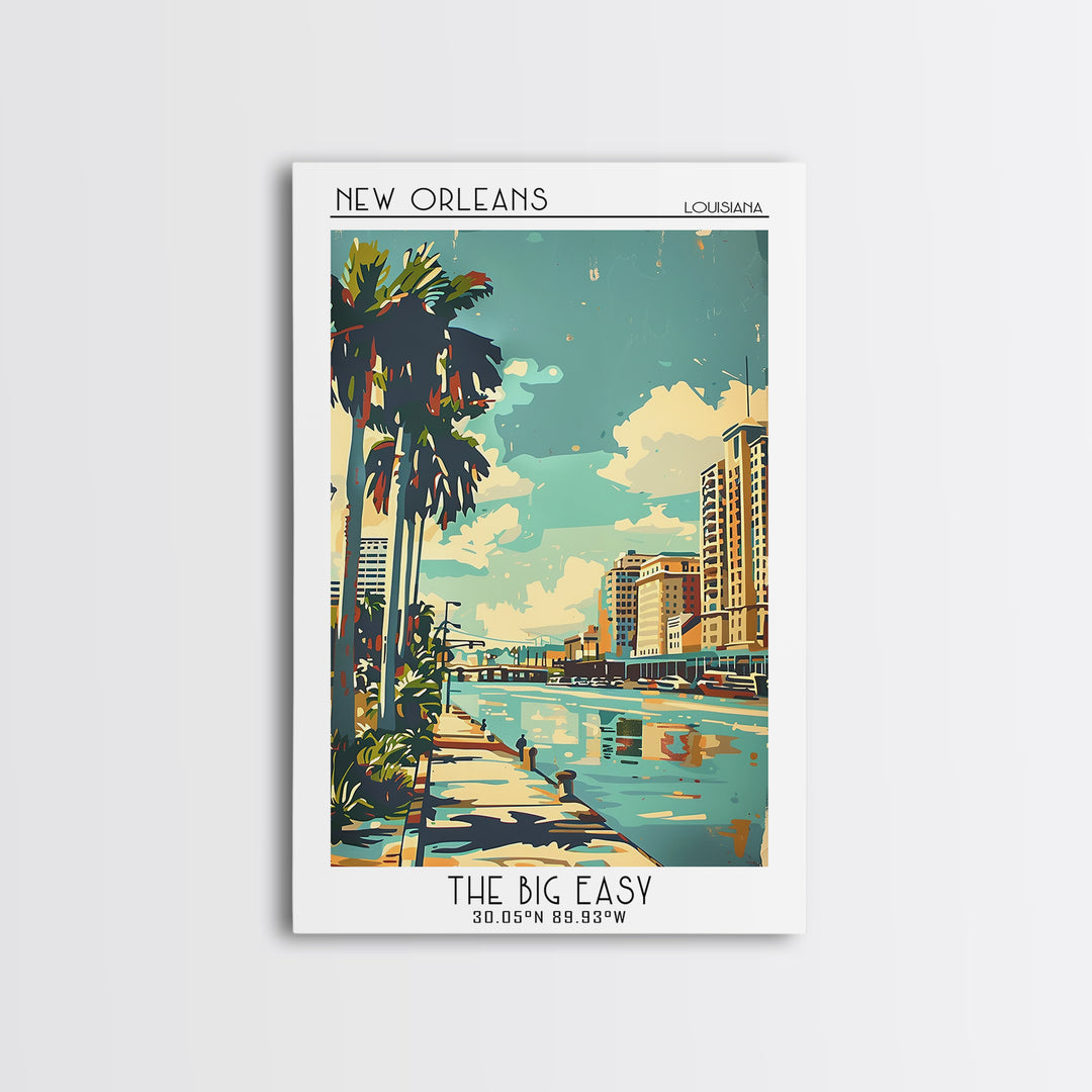 New Orleans Travel Poster, Framed Canvas Print, Vintage Travel Print, City Wall Art, Landscape Art, City Art Print, Travel Art Print
