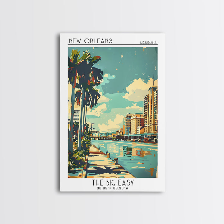 New Orleans Travel Poster, Framed Canvas Print, Vintage Travel Print, City Wall Art, Landscape Art, City Art Print, Travel Art Print