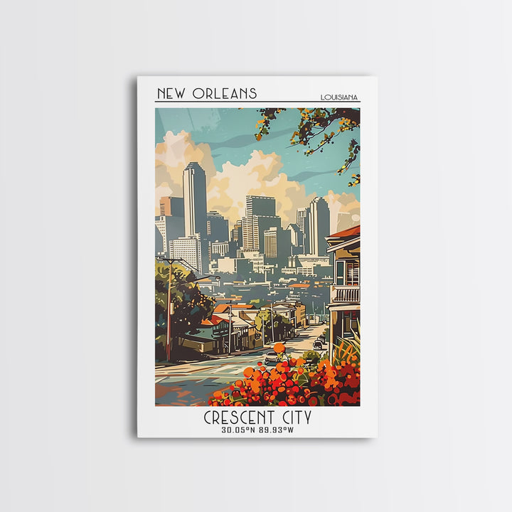 New Orleans Louisiana Travel Poster, Framed Canvas Print, Poster Print, Travel Wall Art, Travel Wall Decor, Home Decor, Travel Decor
