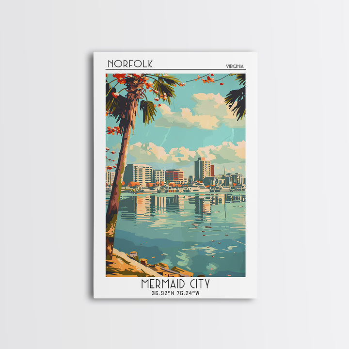 Norfolk Virginia Travel Poster, Canvas Print, City Travel Poster, Travel Wall Art, Home Decor, Wall Art, Travel Prints, Travel Print