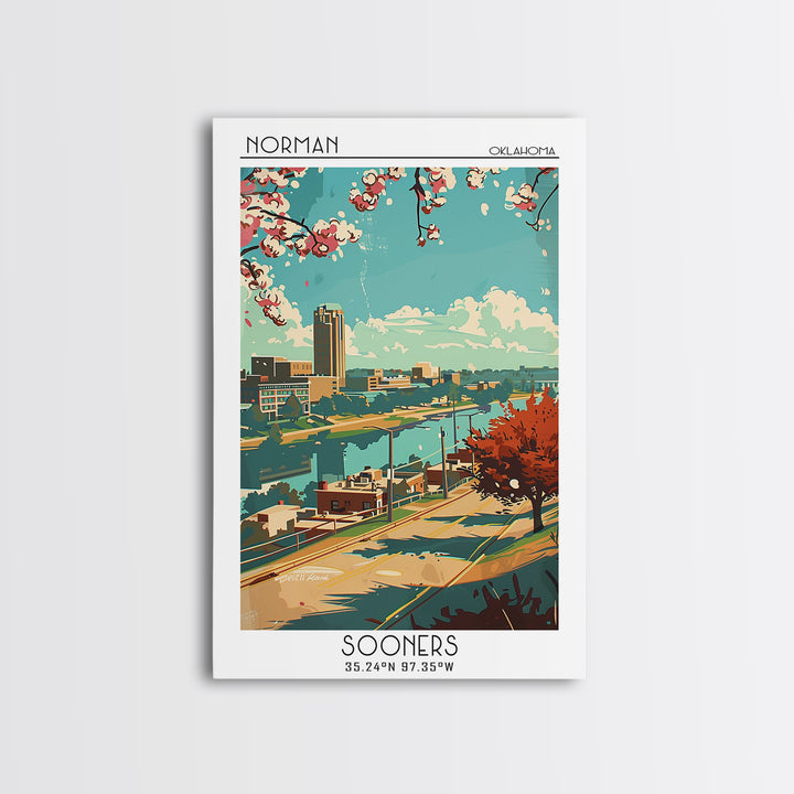 Norman Travel Poster, Framed Canvas Print, City Travel Poster, Travel Wall Art, Travel Prints, City Wall Art, Travel Print, Wall Art