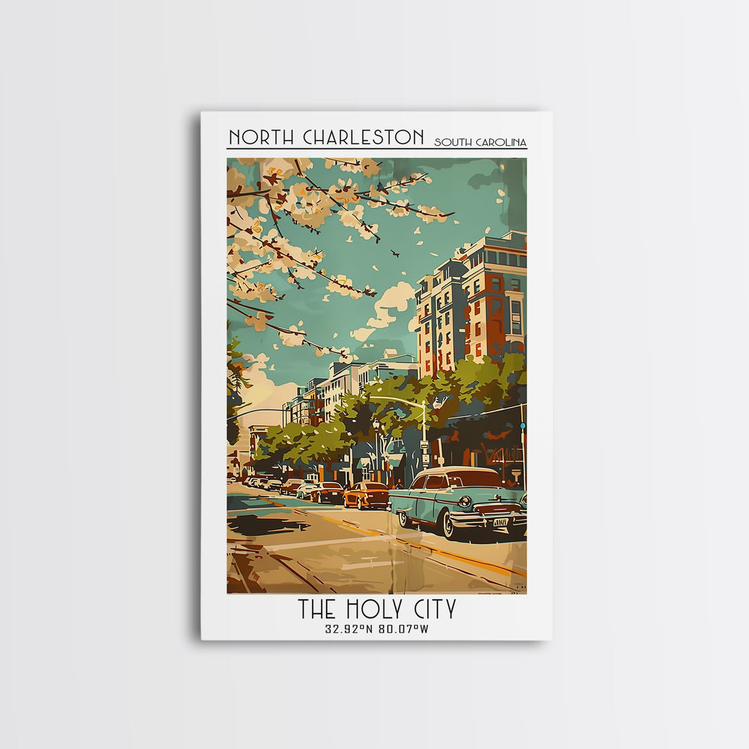 North Charleston Travel Poster, Framed Canvas Print, City Travel Poster, Travel Wall Decor, Poster Art, Poster Print, City Art Print