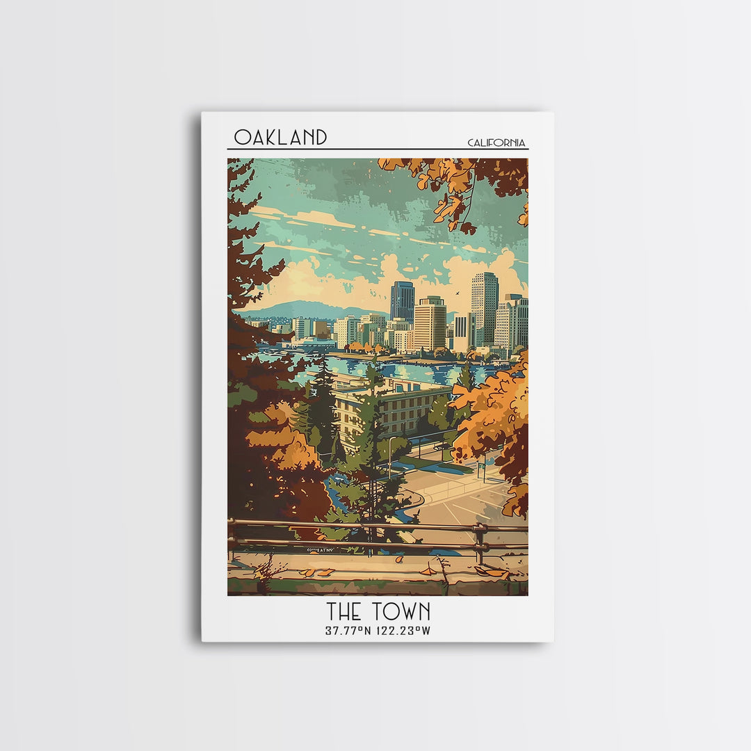 Oakland Travel Poster, Framed Canvas Print, Retro Wall Art, Travel Print, Wall Art, Fine Art Print, Retro Travel Print, Travel Decor