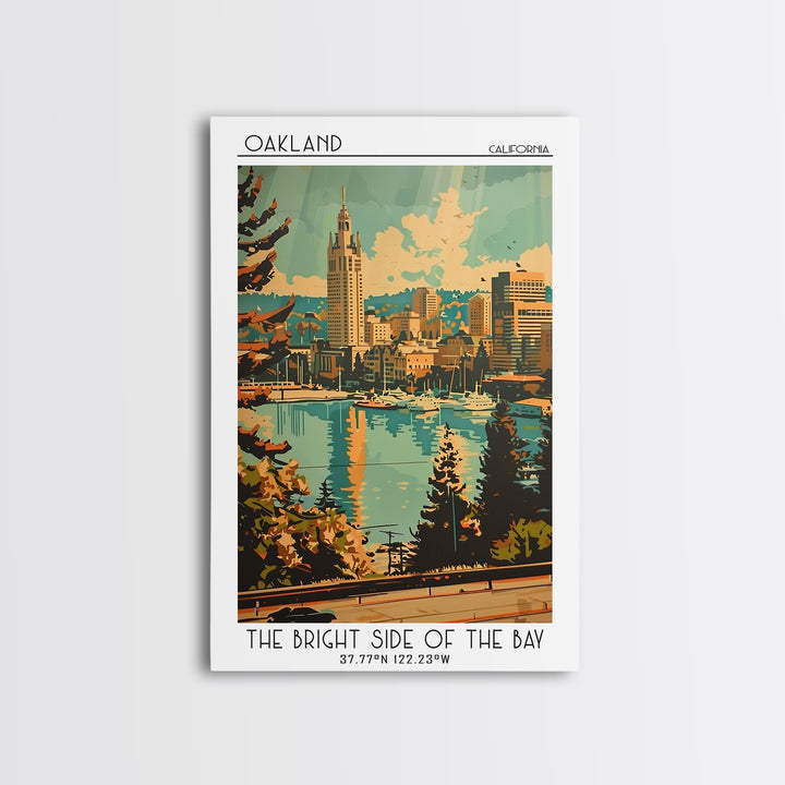 Oakland California Travel Poster, Canvas Print, Travel Art Print, Modern Wall Decor, Retro Wall Art, Mid Century Wall Art, Art Print