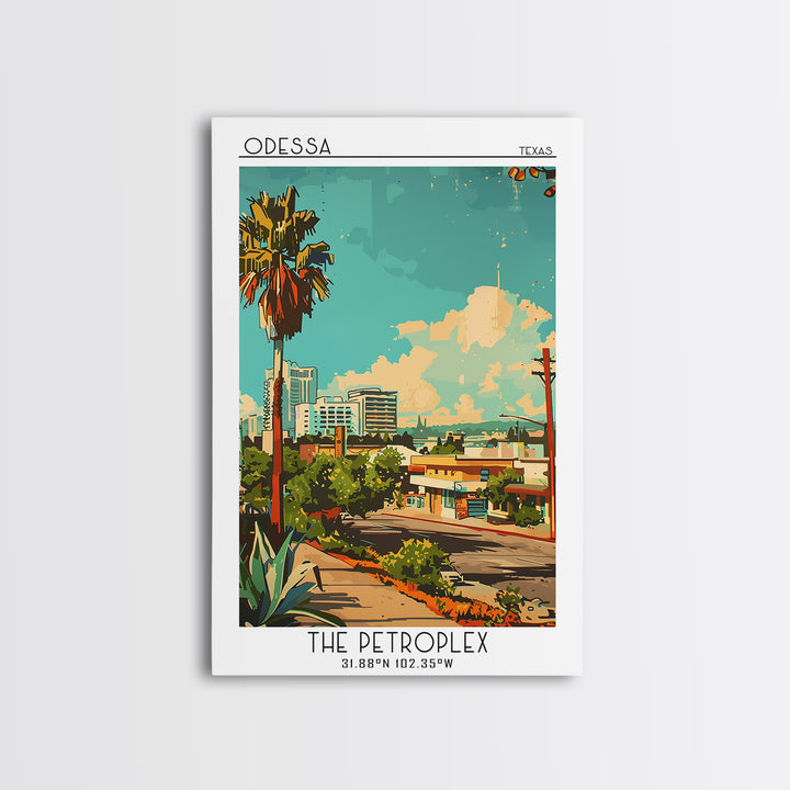 Odessa Travel Poster, Framed Canvas Print, City Travel Poster, Travel Wall Art, Wall Art, Mid Century Wall Art, Living Room Wall Art