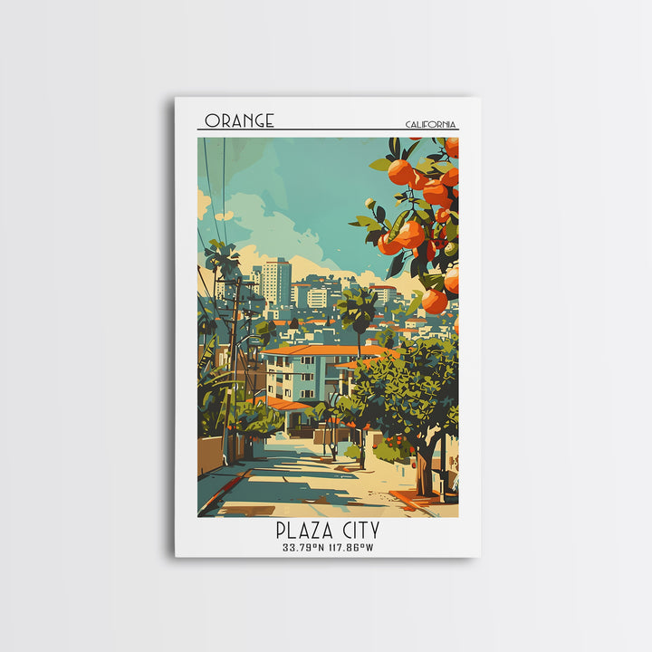 Orange Travel Poster, Canvas Print, Travel Wall Art, City Wall Art, Poster Print, Gallery Wall Set, Travel Art Print, Vintage Travel