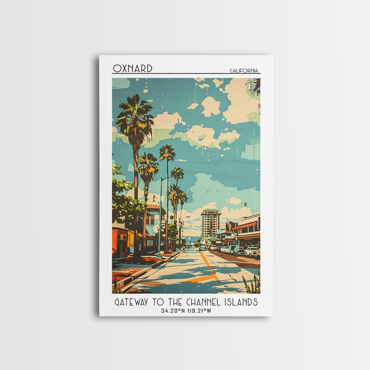 Oxnard Travel Poster, Framed Canvas Print, City Travel Poster, Vintage City Poster, Vintage Posters, City Illustration, Poster Print