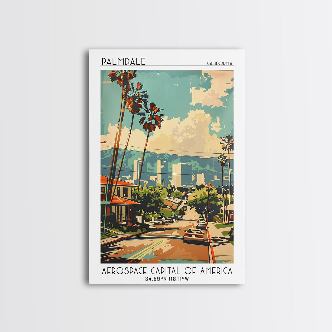 Palmdale California Travel Poster, Canvas Print, Poster Print, Travel Wall Art, City Wall Art, Wanderlust Gift, Vintage Travel Print