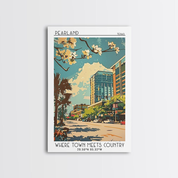 Pearland Travel Poster, Framed Canvas Print, Poster Print, Travel Wall Art, Vintage Posters, Vintage Travel Print, City Illustration