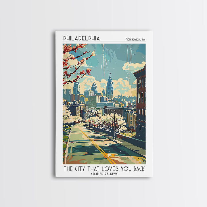Philadelphia Travel Poster, Canvas Print, City Travel Poster, Vintage City Poster, Travel Prints, Mid Century Wall Art, Poster Print