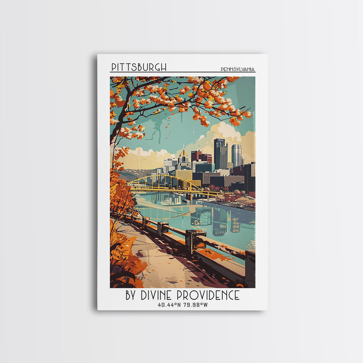 Pittsburgh Travel Poster, Canvas Print, City Travel Poster, Travel Wall Art, Vintage Travel Art, Gallery Wall Set, Minimalist Poster