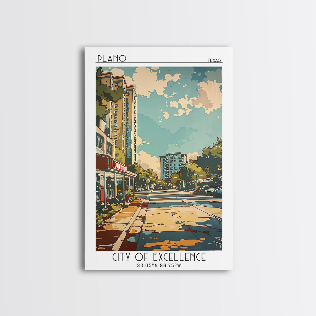 Plano Travel Poster, Canvas Print, Travel Prints, Landscape Art, Poster Print, Travel Wall Decor, City Travel Poster, City Art Print