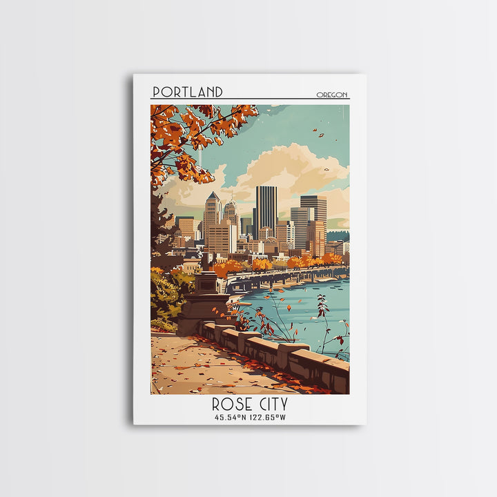 Portland Travel Poster, Framed Canvas Print, City Art Print, Travel Wall Art, City Travel Poster, Wall Art, City Wall Art, Art Print