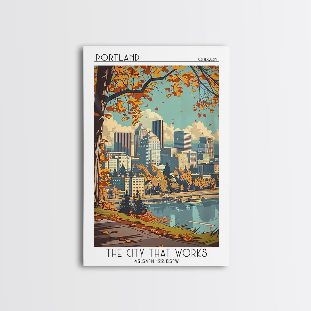 Portland Oregon Travel Poster, Canvas Print, City Travel Poster, Travel Wall Art, Poster Print, City Illustration, Travel Wall Decor