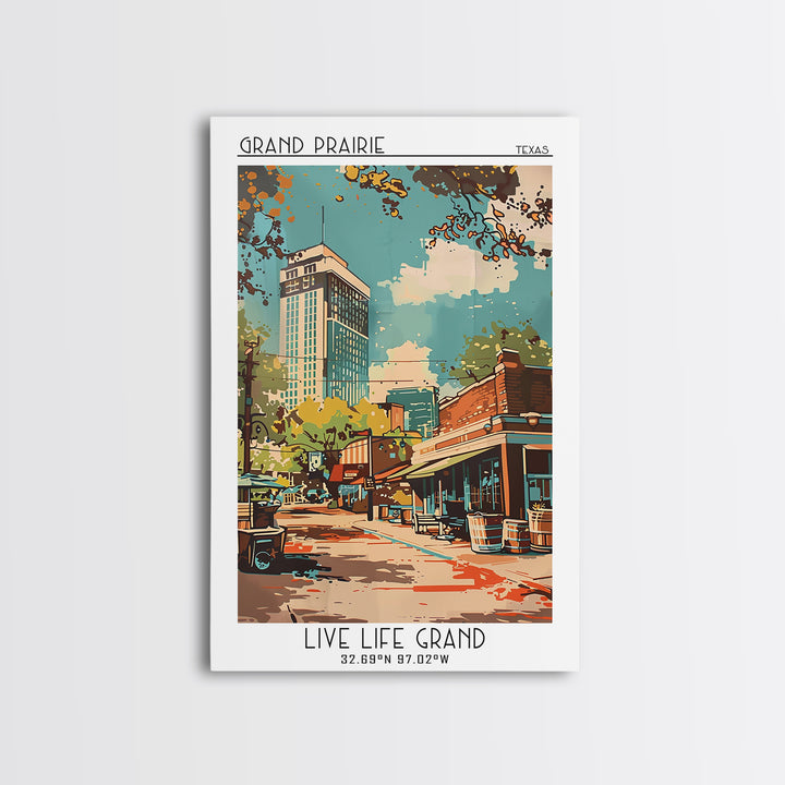 Grand Prairie Travel Poster, Canvas Print, Retro Travel Poster, City Wall Art, Poster Art, Travel Prints, Home Decor, City Art Print